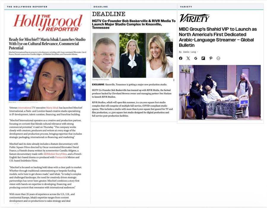 Press coverage — Hollywood Reporter, Deadline, Variety