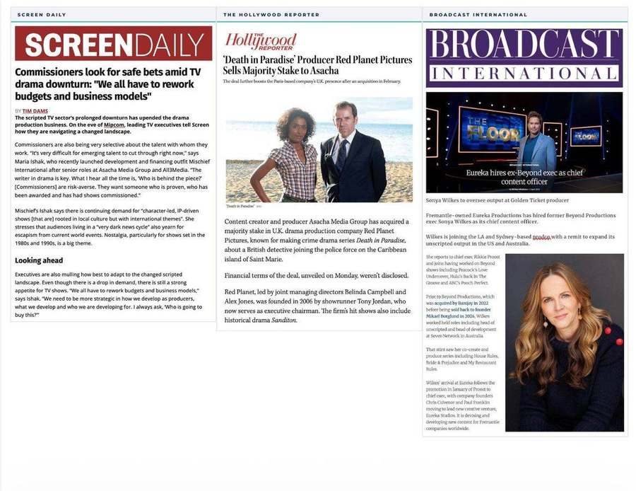 Press coverage — Screen Daily, Hollywood Reporter, Broadcast International
